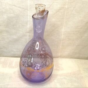 Vintage Stunning Italian MC 50’s Decanter Aubergine Glass w/ Stopper . Signed